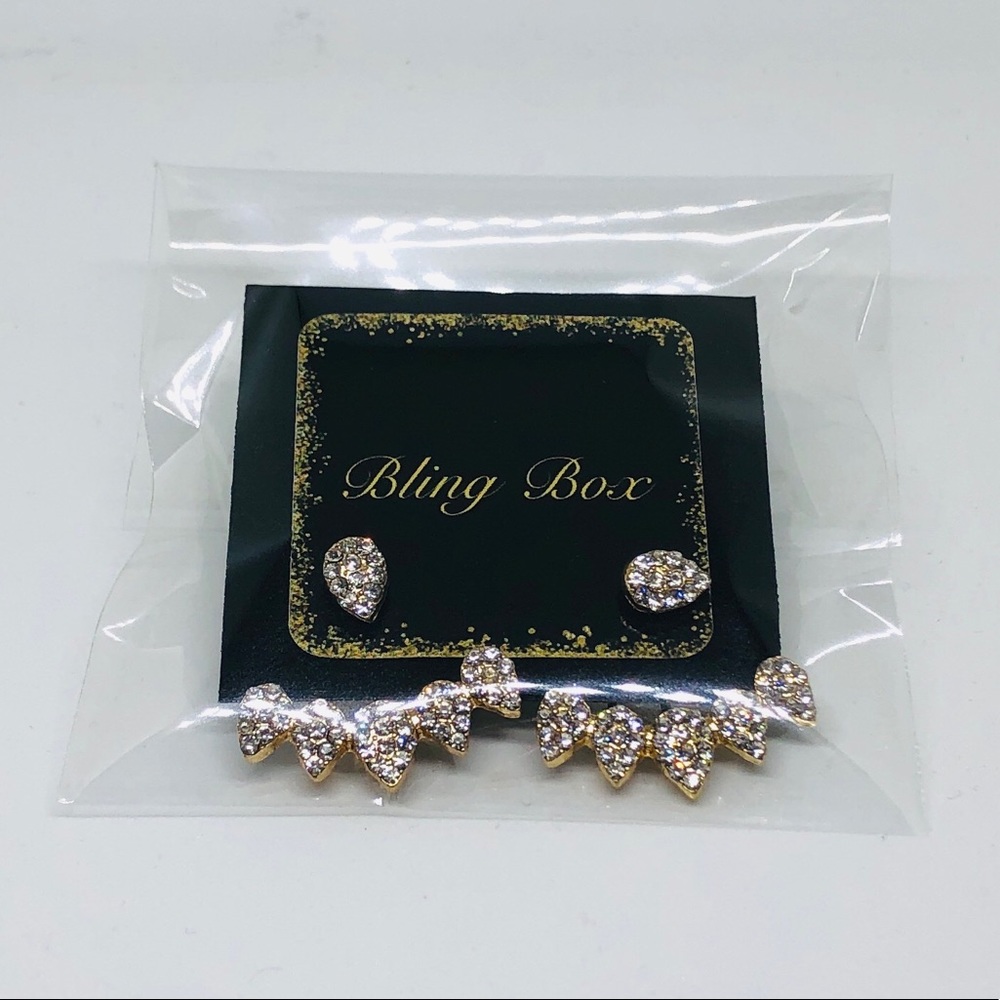 💎BLING 💎 Drop Rhinestone 2 Piece Jacket Earrings